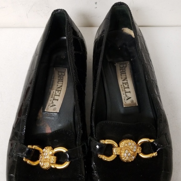 Brunella Black Crocodile Slip On Loafers Shoes 37 - Picture 3 of 8